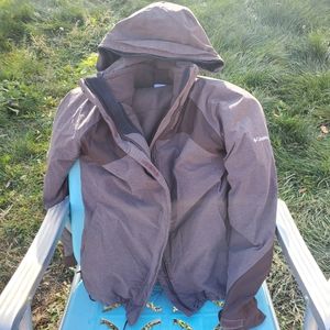 Brown two piece Columbia coat.